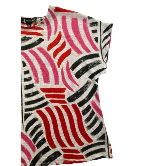 Jules & Leopold JL Plus Size 1X Abstract Wavy Blouse Top Red Pink Black Stretchy - Picture 11 of 13